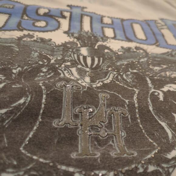 Y2K Last Hold Men's Large Shirt Sword Eagle Wings Skate Cybergrunge Tribal Faded - Picture 9 of 9
